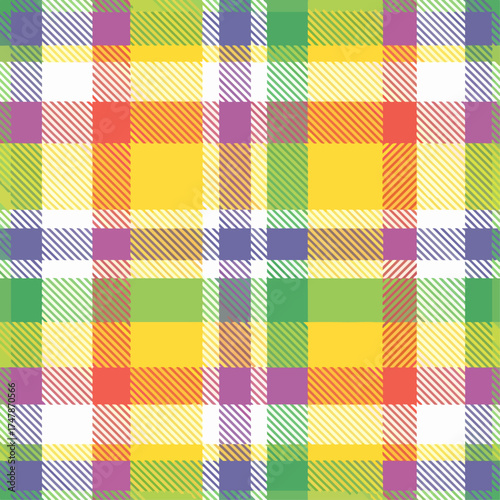 Vector seamless pattern with gingham check in yellow and white colours for fabric and textile design