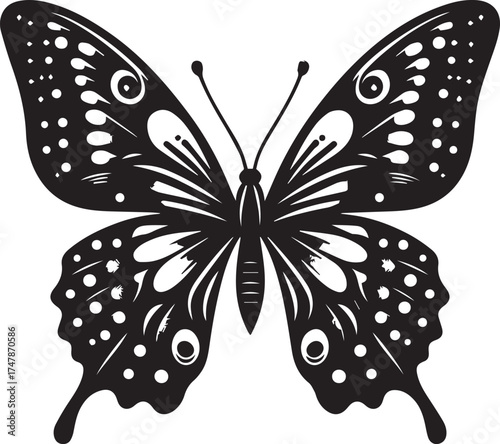 Elegant butterfly design with intricate details for fashion or logo creation