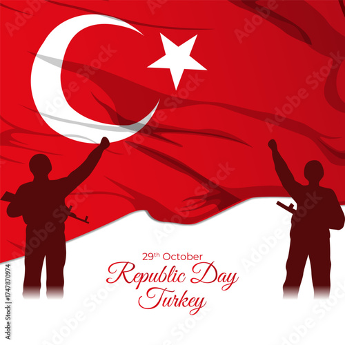 Vector illustration of Happy Turkey Republic Day social media template