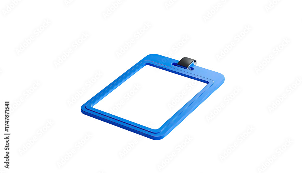 Isometric view of a light blue clipboard against a stark black backdrop