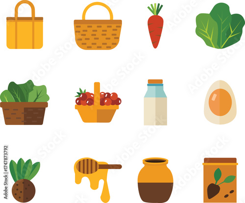 Gardening icons set on transparent background
