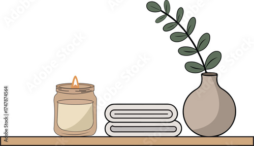Spa still life with candles on transparent background