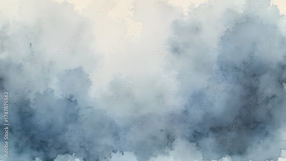 Obraz premium Abstract Watercolor Background Blue Gray Cloudscape Texture