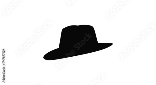 Classic black fedora hat silhouette isolated on white for timeless style and fashion projects silhouette