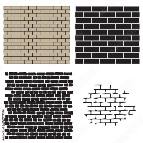 Brick Wall Vector Texture Pack – Grunge and Vintage Building Pattern Set