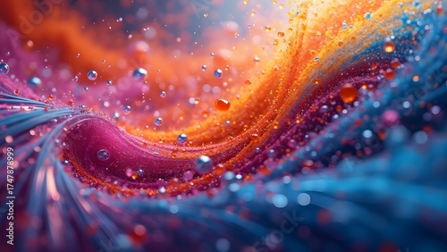 Abstract Vibrant Swirling Colors with Bubbles