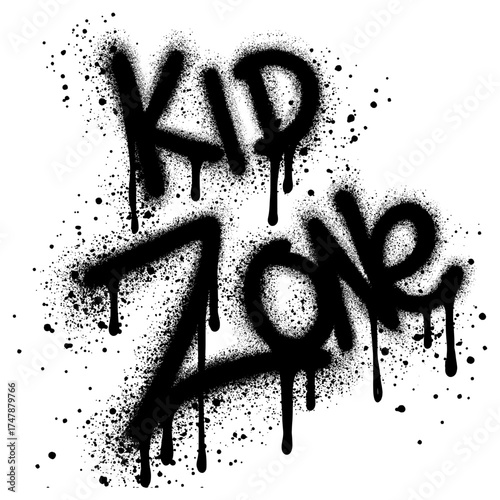 Kid zone sign with graffiti style perfect for advertising a dedicated area for children