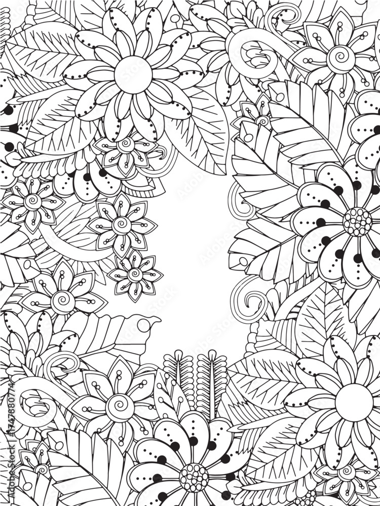 Fototapeta premium Artistic Flower Patterns Coloring Pages