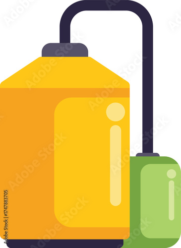 Illustration of a yellow water heater heating water with a green boiler providing hot water supply for bathroom or kitchen needs