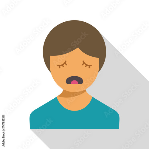 Illustration of a sad young person with closed eyes and open mouth, expressing disappointment and frustration