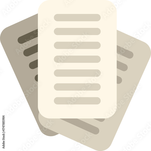 This vector illustration features a stack of paper documents, symbolizing office work, paperwork, and bureaucracy