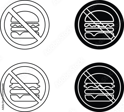 No Hamburger Icons Set—Minimalist Prohibition Symbols in Bold and Outline Styles