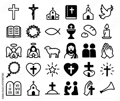 Vector silhouette, Icon pack, icon sheet, christian theme