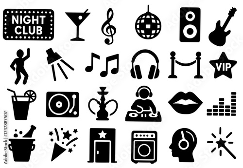 Vector silhouette, Icon pack, icon sheet, nightclub theme