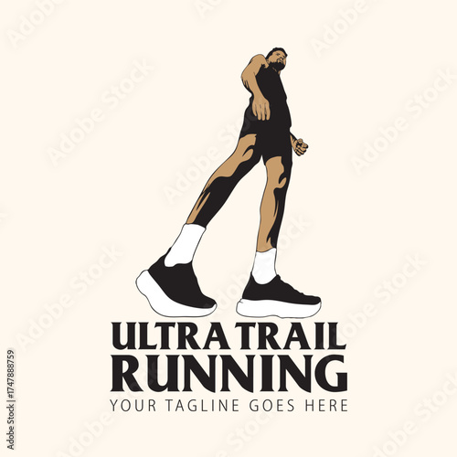 ultra trail run illustration background vector image