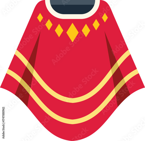 Red poncho with traditional mexican pattern, perfect for illustrating cinco de mayo celebrations or mexican culture