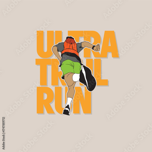 ultra trail run illustration background vector image