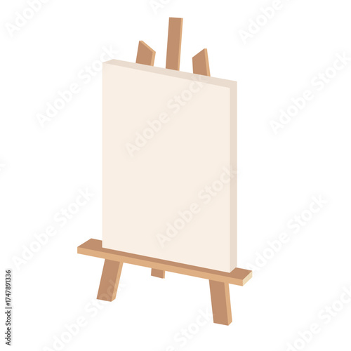 Blank Art Canvas on Wooden Easel Vector Illustration