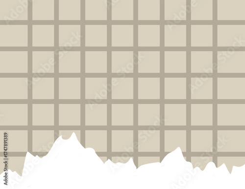 Piece of torn grid paper with brown squares forming an abstract design, ideal for backgrounds and creative projects