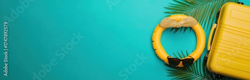 Bright Summer Accessory Set with Yellow Ring and Travel Suitcase