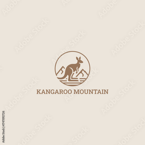 Kangaroo mountain logo vector illustration