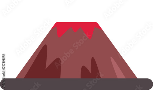 Volcano erupting with red lava flowing down, isolated illustration