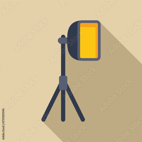 Studio spotlight is standing on tripod and illuminating background