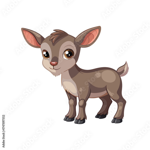 Cute baby goat illustration with big eyes and floppy ears