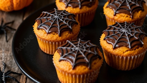 Halloween Cupcakes with Spiderweb Frosting