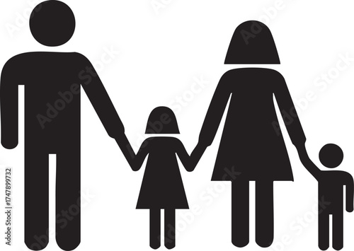 Happy Family Holding Hands Silhouettes Representing Love, Unity, and Togetherness