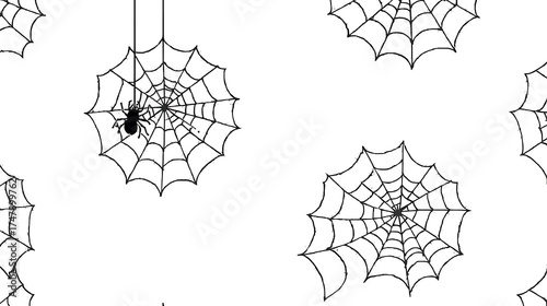 Mysterious Halloween pattern, spiders and spider webs, transparent background, Happy Halloween