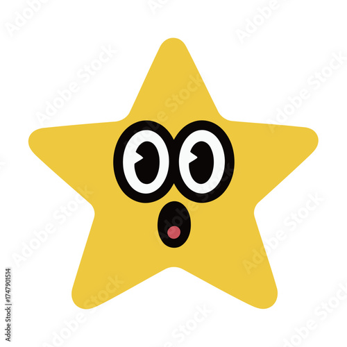 Shocked Yellow Star Icon Cartoon Character Vector Illustration