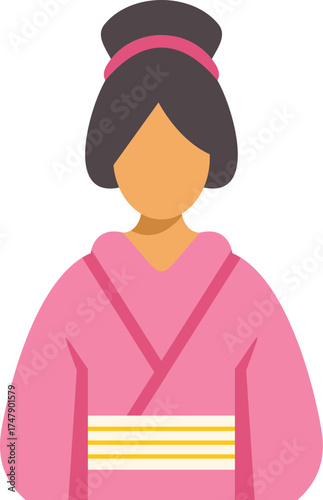 Portrait of a young japanese woman wearing a pink kimono, showcasing traditional clothing and cultural identity