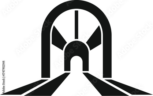 Mining tunnel entrance with light at the end representing hope, success and new opportunities