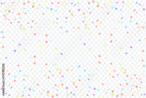 Colorful Star Confetti Overlay – Scatter Festive Decoration, Multicolor Star Confetti – Party Background Overlay, Vibrant Celebration Stars – Scattered Colorful Confetti Overlay