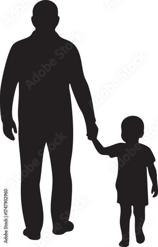 Parent and Child Holding Hands Silhouettes Representing Love, Guidance, and Family Bond