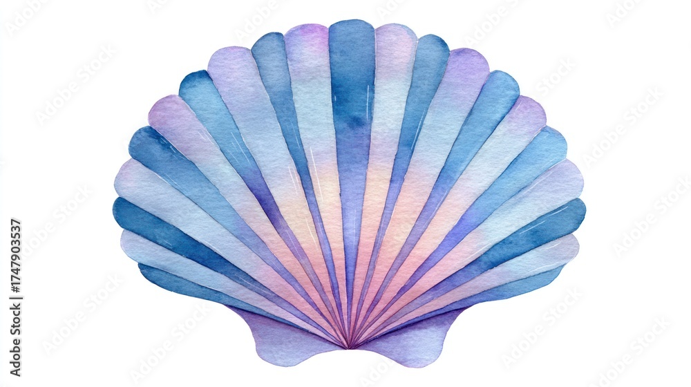 Fototapeta premium Watercolor seashell, vibrant colors