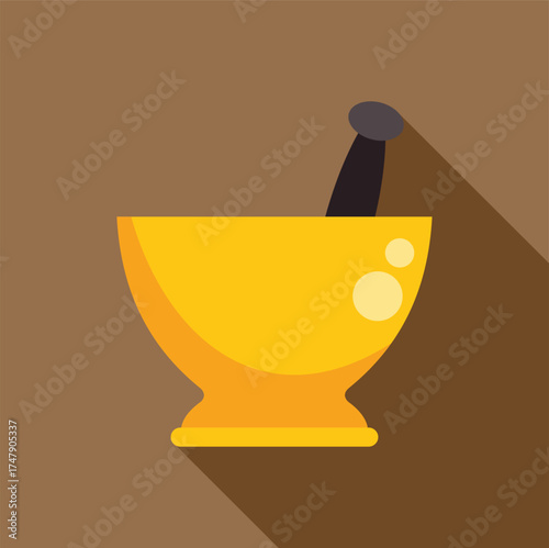 Golden mortar and pestle preparing traditional remedies, symbolizing herbal medicine and natural healing practices