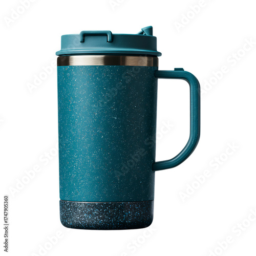 Teal Travel Mug isolated on transparent background