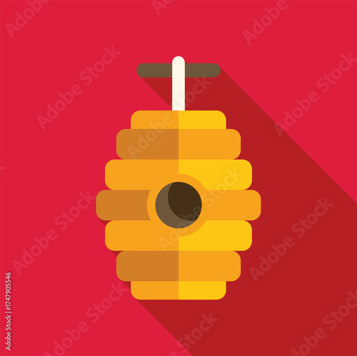 Simple, vibrant illustration of a beehive, symbolizing honey production, beekeeping, and the importance of bees in nature