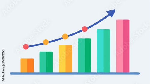 An infographic chart showing the increasing trend of online enrollment over the years represented with colorful arrows and growth bars.