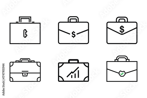Business briefcase with upward trending financial graph icon sat
