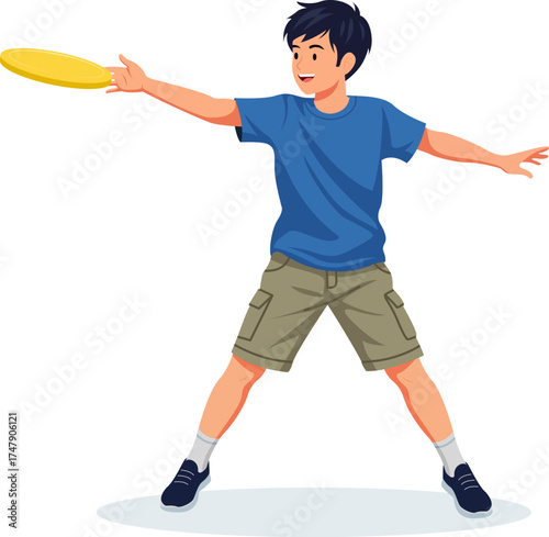 Boy playing frisbee