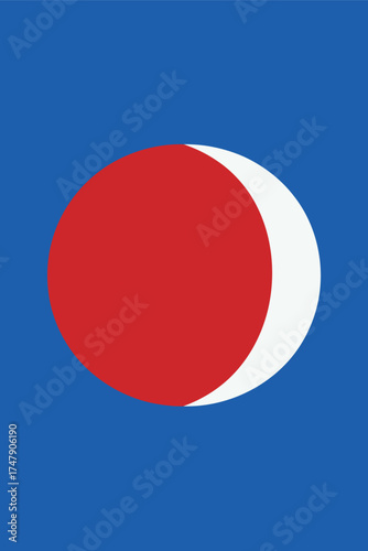 Abstract Red and White Crescent Moon on Blue Background