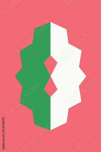 Abstract Geometric Two-Tone Pink and Green Star Shape Pattern