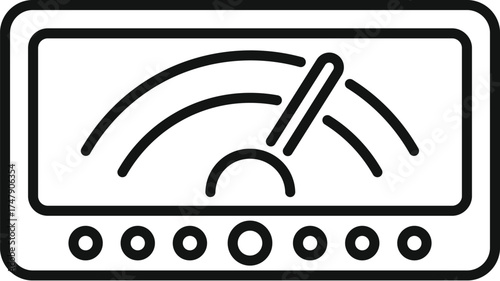 Electronic device with buttons and display showing speedometer data, ideal for technology and measurement concepts