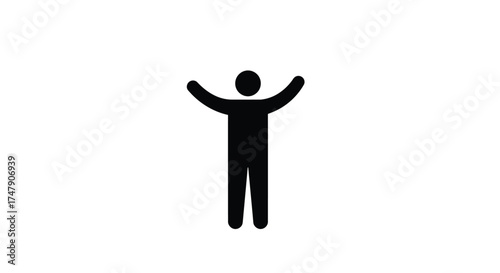 Simple black silhouette of a person with arms raised in celebration