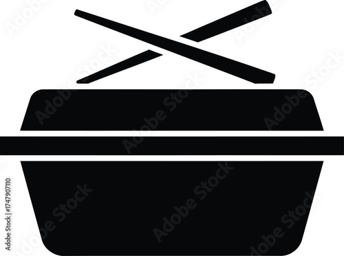 Vector art of takeout food container with chopsticks