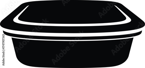 Vector art of black plastic food containe