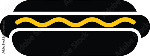 Vector art of hot dog with mustard